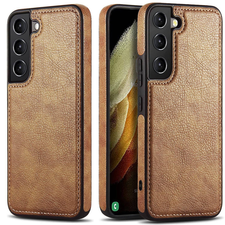 Galaxy S22 5G Leather Case - Luxury Business Design (Brown) - DOKUTRONIX