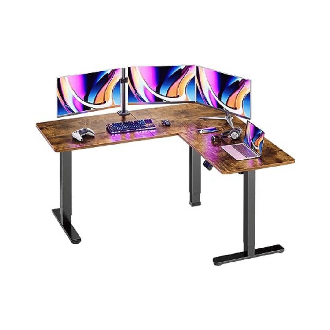 Vintage L-Shaped Sit-Stand Desk 63 Retro Chic - DOKUTRONIX