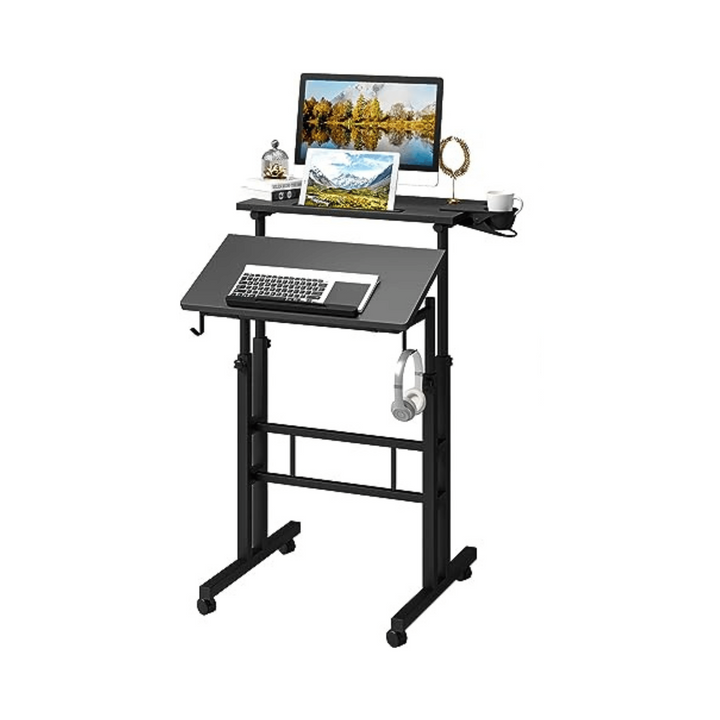Rolling Stand Desk - Black - DOKUTRONIX