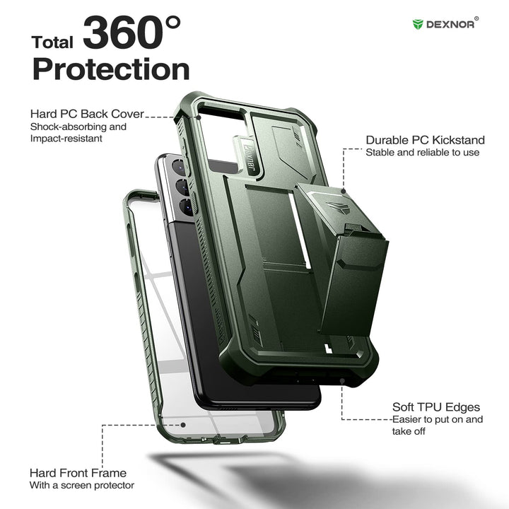 Dexnor Shield Heavy‑Duty Case with Kickstand for Samsung Galaxy S21 - DOKUTRONIX