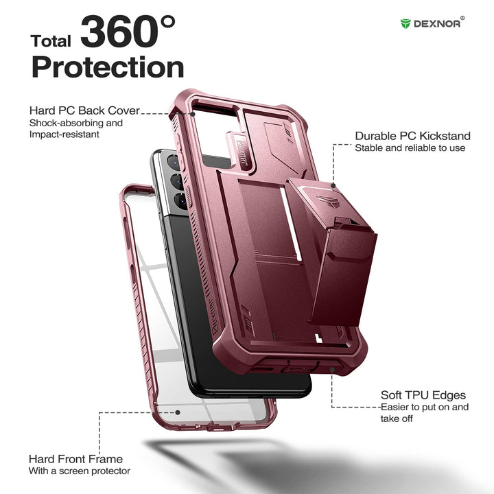Dexnor Shield Heavy‑Duty Case with Kickstand for Samsung Galaxy S21 - DOKUTRONIX