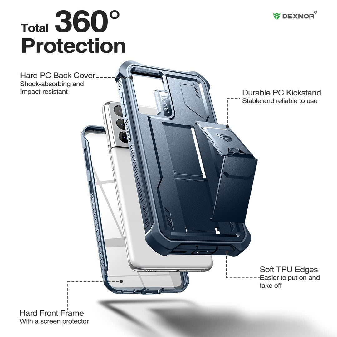 Dexnor Shield Heavy‑Duty Case with Kickstand for Samsung Galaxy S21 - DOKUTRONIX