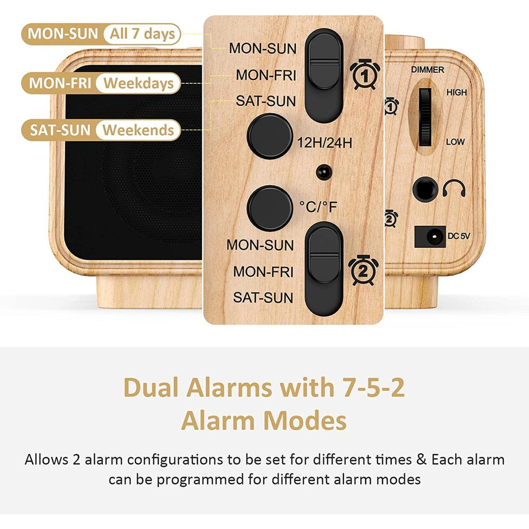 FlexiTime Duo: Dimmable Alarm & FM Clock Radio - DOKUTRONIX