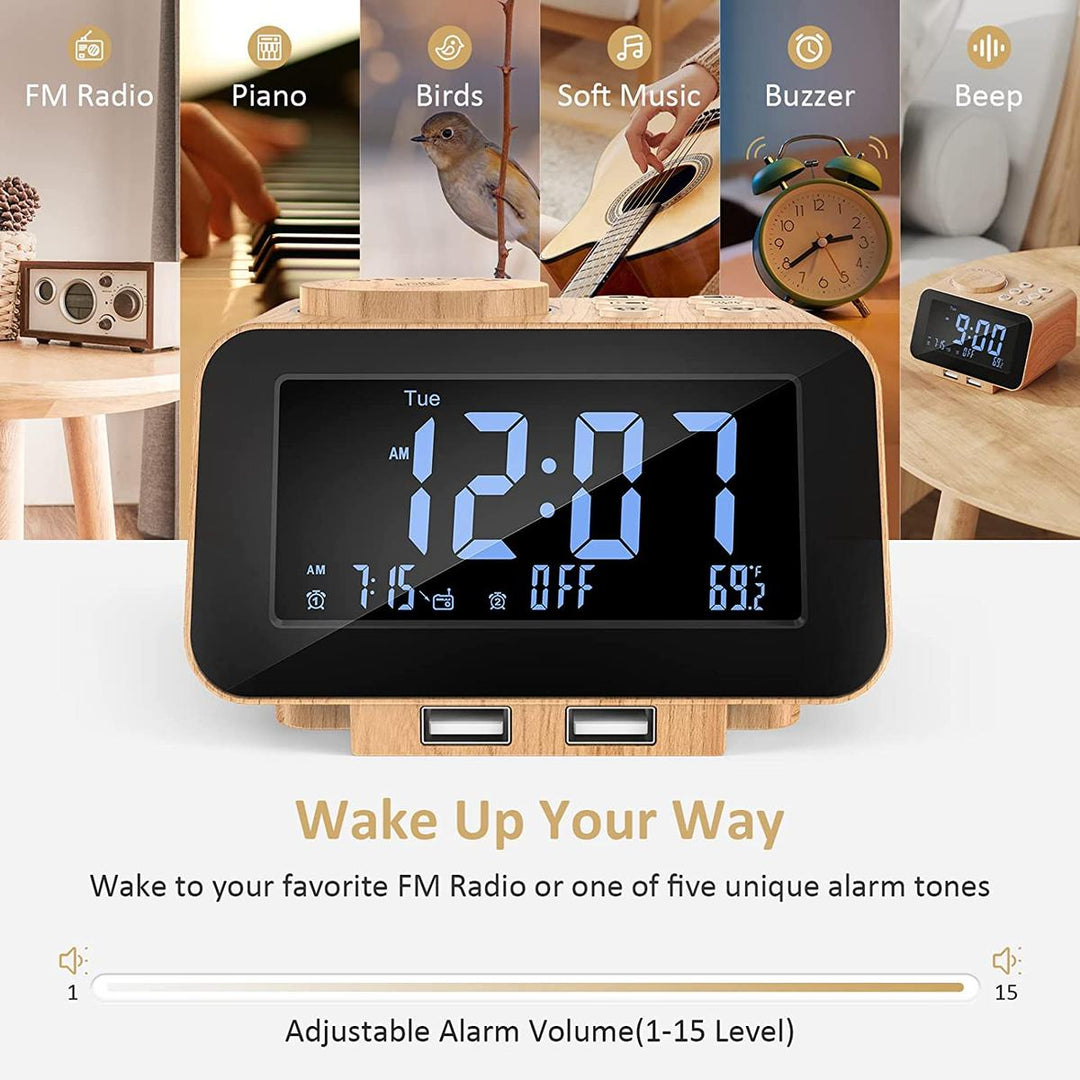 FlexiTime Duo: Dimmable Alarm & FM Clock Radio - DOKUTRONIX