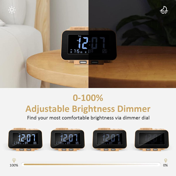 FlexiTime Duo: Dimmable Alarm & FM Clock Radio - DOKUTRONIX