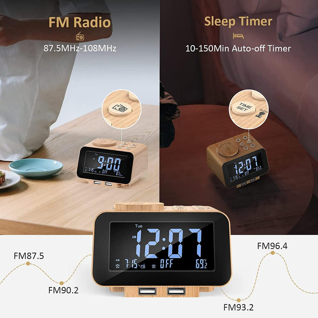 FlexiTime Duo: Dimmable Alarm & FM Clock Radio - DOKUTRONIX