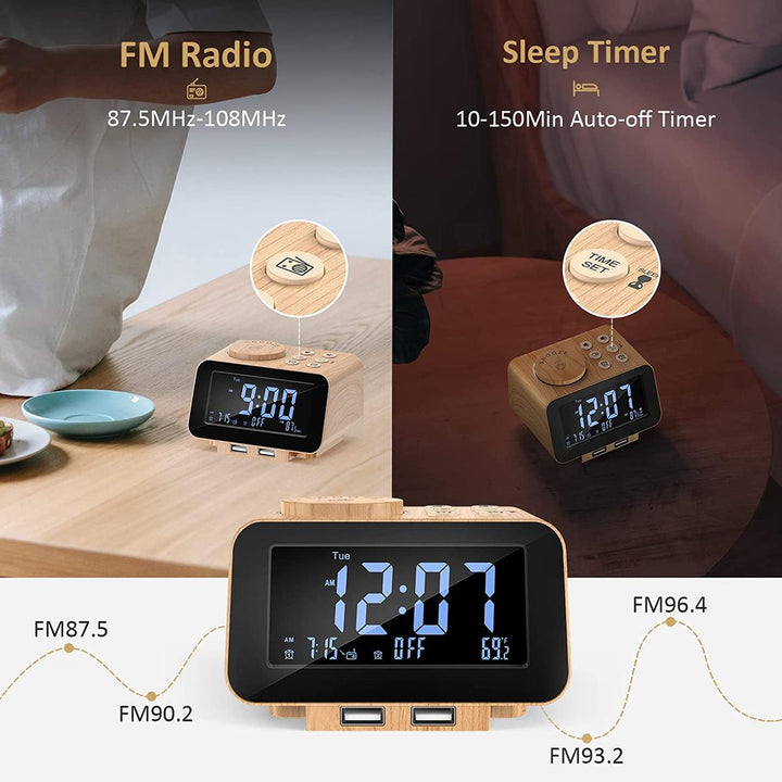 FlexiTime Duo: Dimmable Alarm & FM Clock Radio - DOKUTRONIX