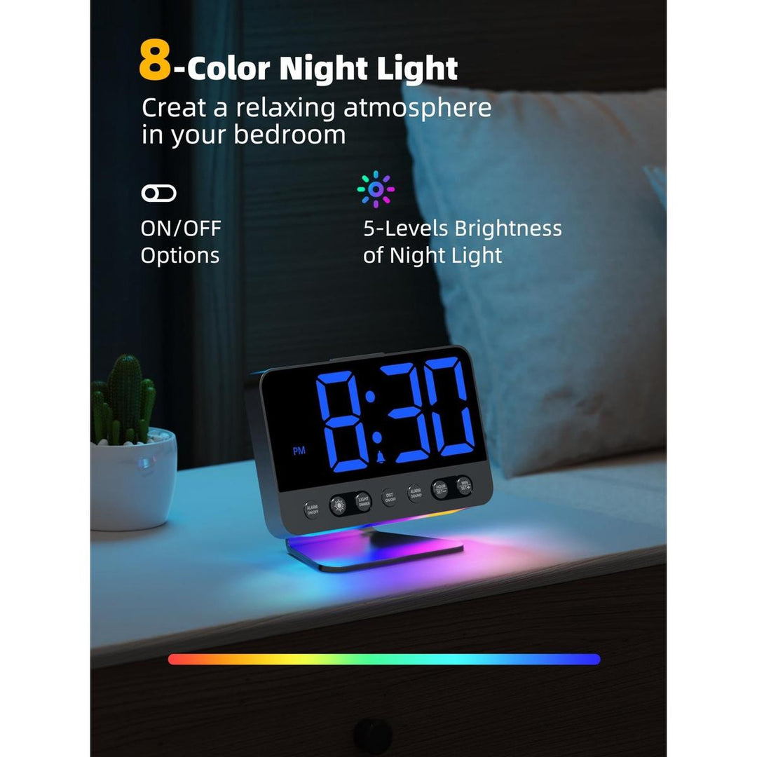 Silver Bright Digital Alarm Clock with Night Light - DOKUTRONIX