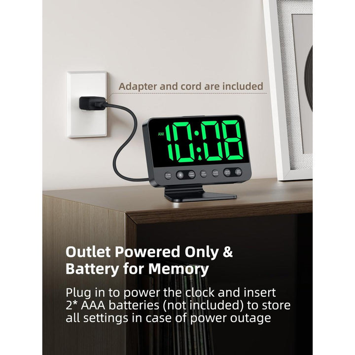 Silver Bright Digital Alarm Clock with Night Light - DOKUTRONIX