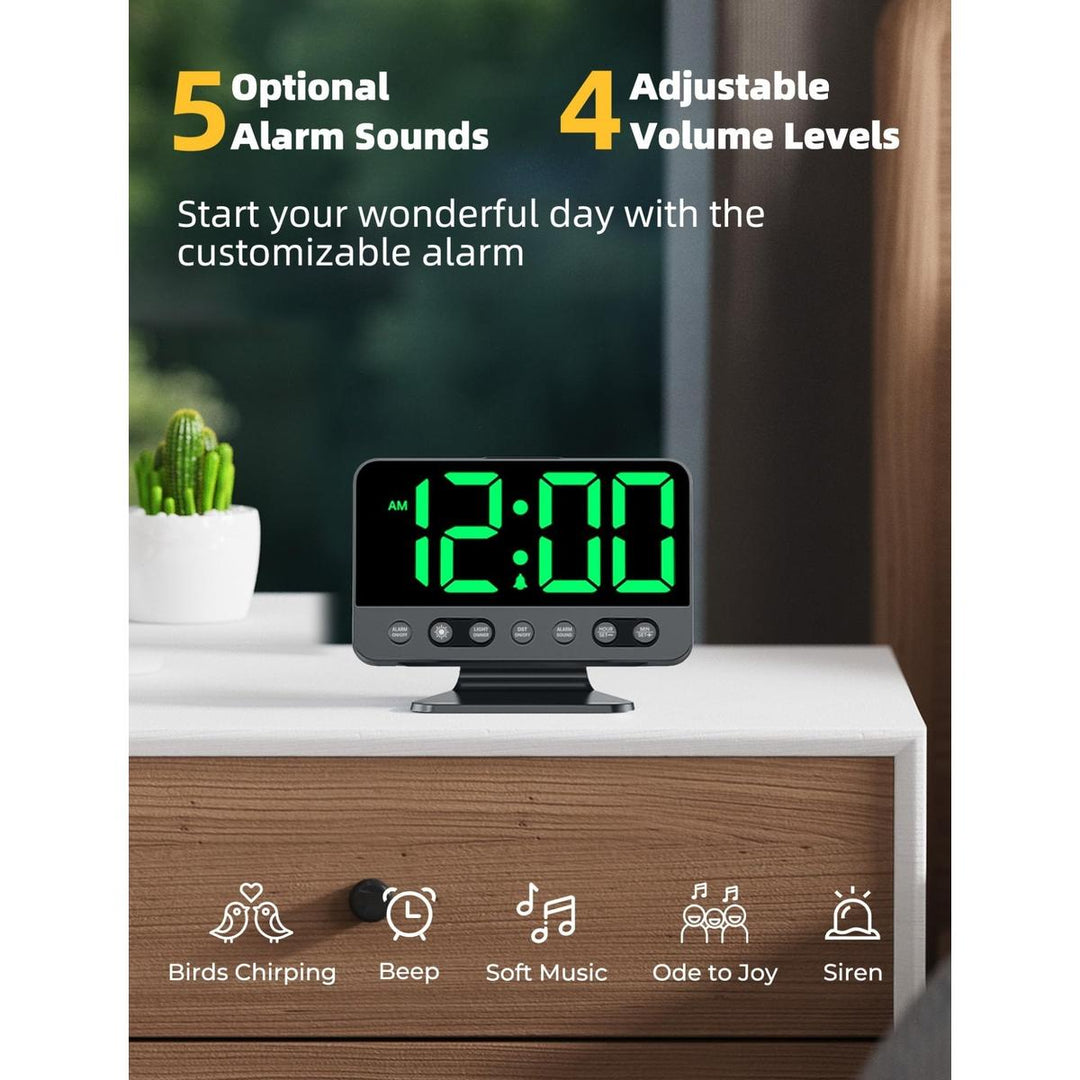 Silver Bright Digital Alarm Clock with Night Light - DOKUTRONIX