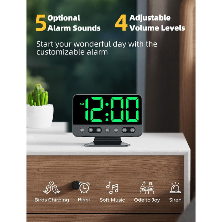 Silver Bright Digital Alarm Clock with Night Light - DOKUTRONIX