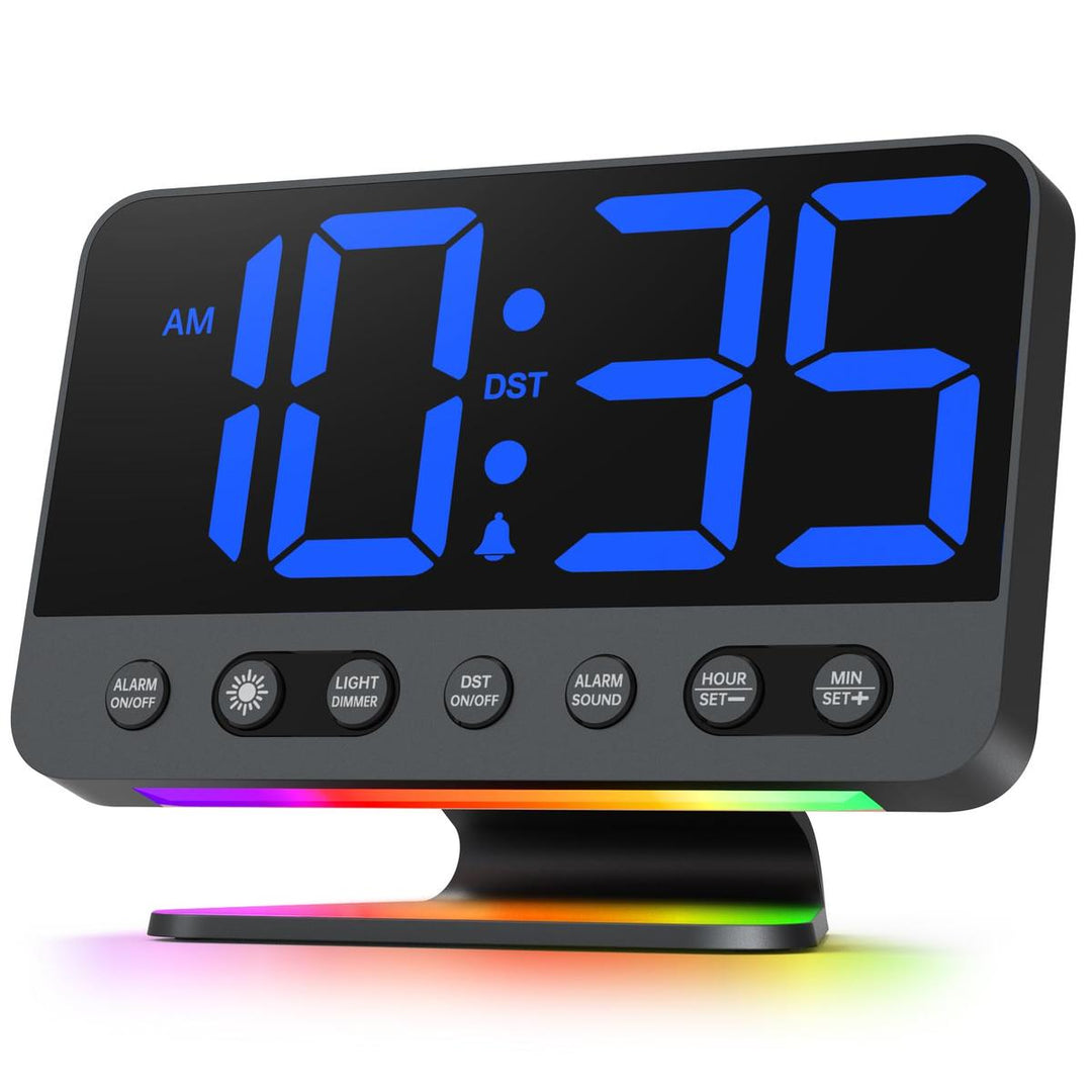 Silver Bright Digital Alarm Clock with Night Light - DOKUTRONIX