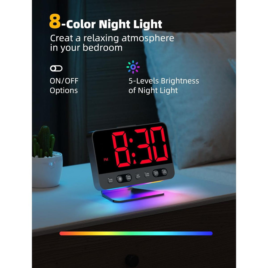 Silver Bright Digital Alarm Clock with Night Light - DOKUTRONIX