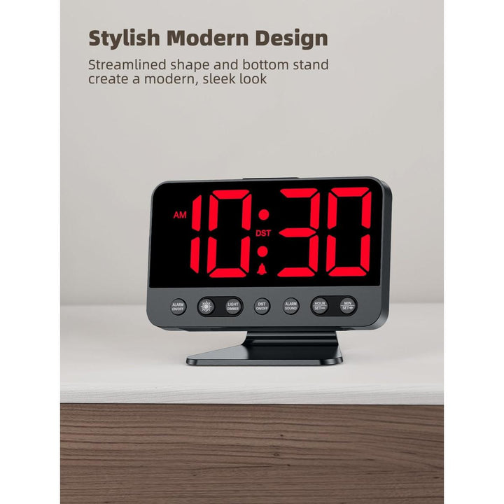 Silver Bright Digital Alarm Clock with Night Light - DOKUTRONIX