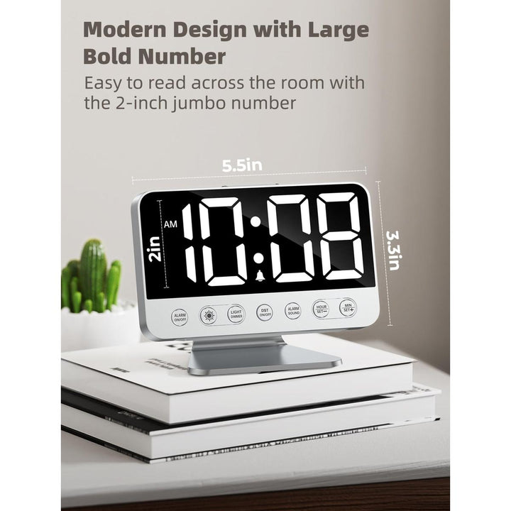 Silver Bright Digital Alarm Clock with Night Light - DOKUTRONIX