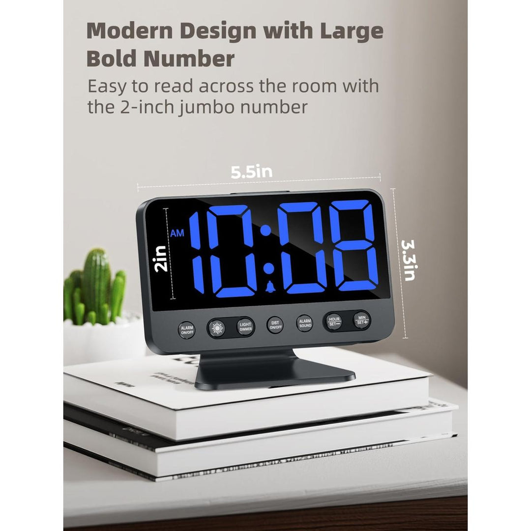Silver Bright Digital Alarm Clock with Night Light - DOKUTRONIX