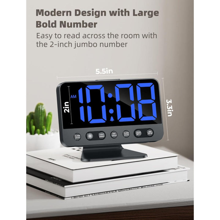 Silver Bright Digital Alarm Clock with Night Light - DOKUTRONIX