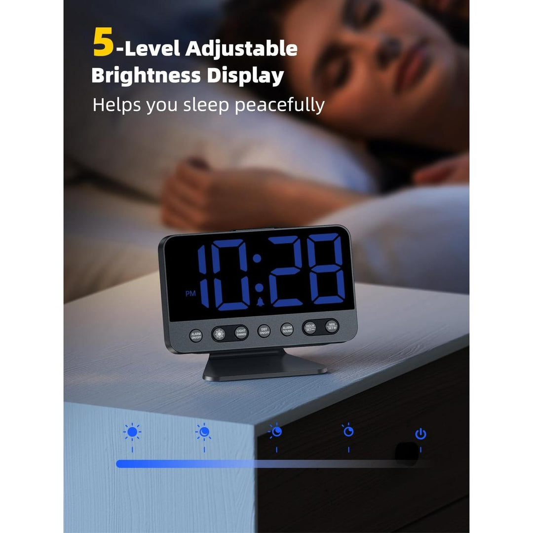 Silver Bright Digital Alarm Clock with Night Light - DOKUTRONIX