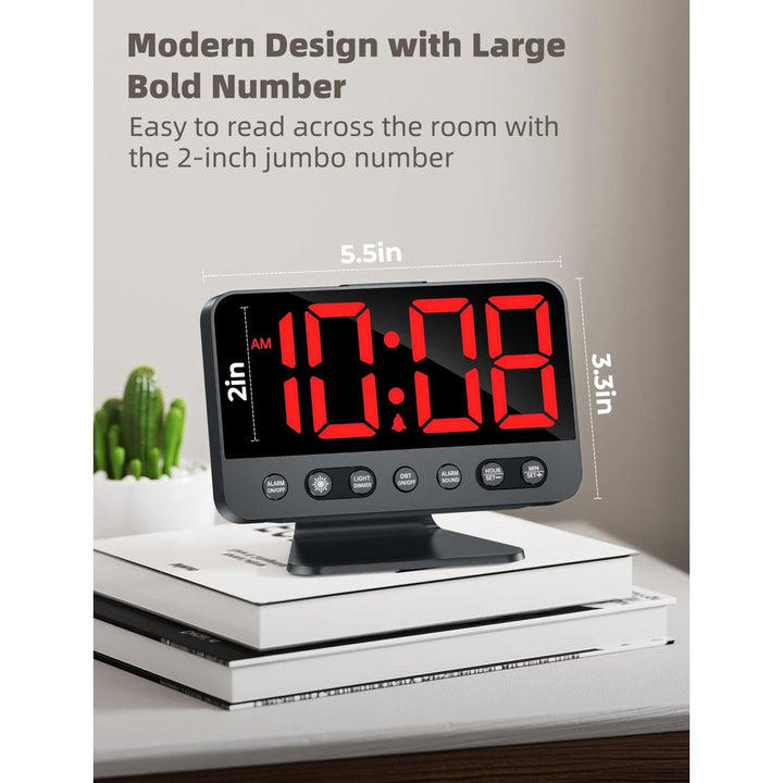 Silver Bright Digital Alarm Clock with Night Light - DOKUTRONIX