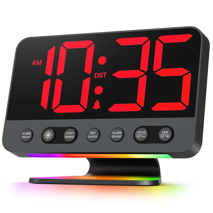 Silver Bright Digital Alarm Clock with Night Light - DOKUTRONIX