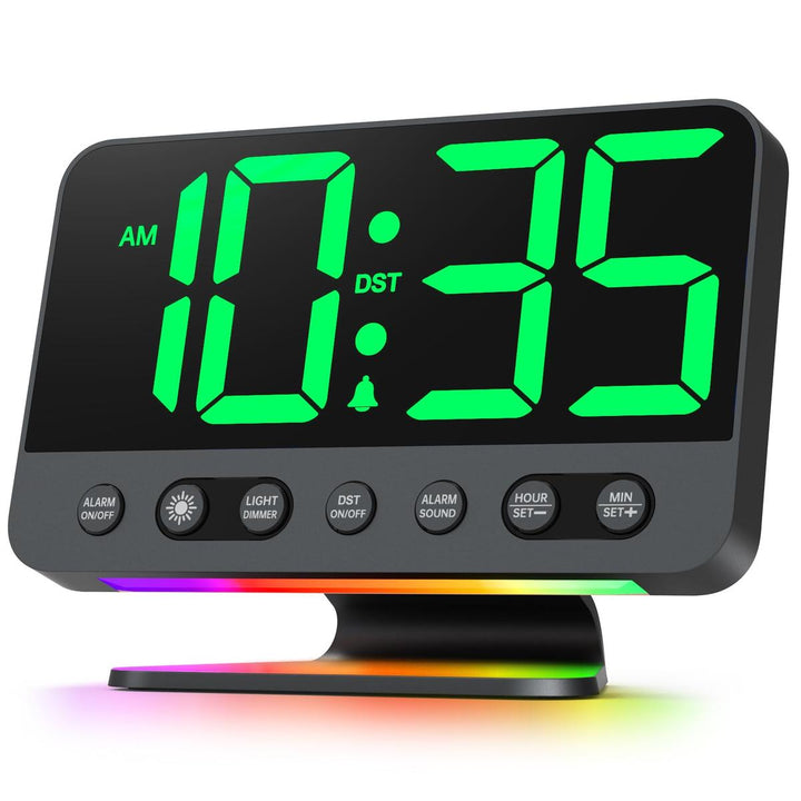 Silver Bright Digital Alarm Clock with Night Light - DOKUTRONIX