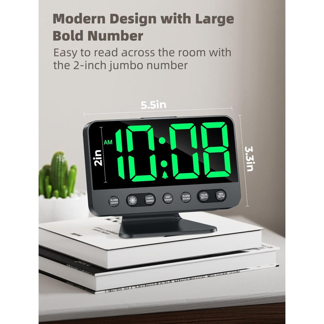 Silver Bright Digital Alarm Clock with Night Light - DOKUTRONIX