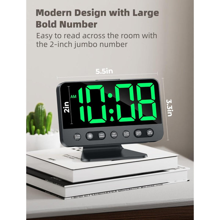 Silver Bright Digital Alarm Clock with Night Light - DOKUTRONIX