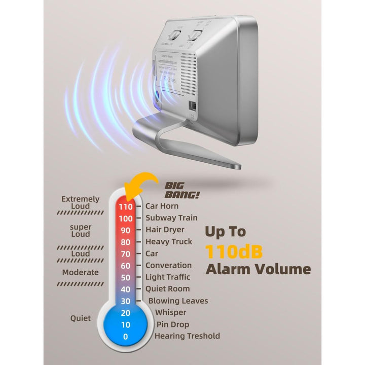 Silver Bright Digital Alarm Clock with Night Light - DOKUTRONIX