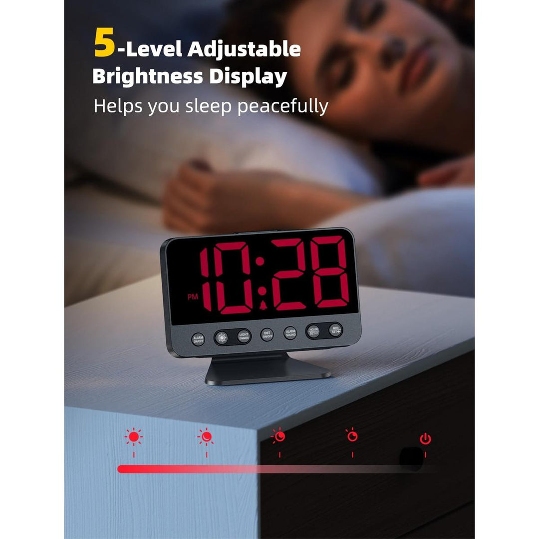Silver Bright Digital Alarm Clock with Night Light - DOKUTRONIX