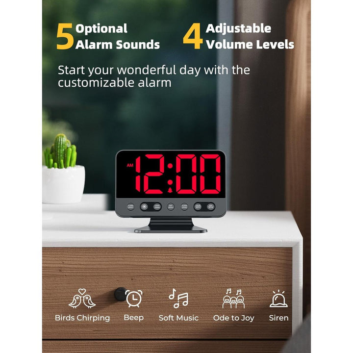 Silver Bright Digital Alarm Clock with Night Light - DOKUTRONIX