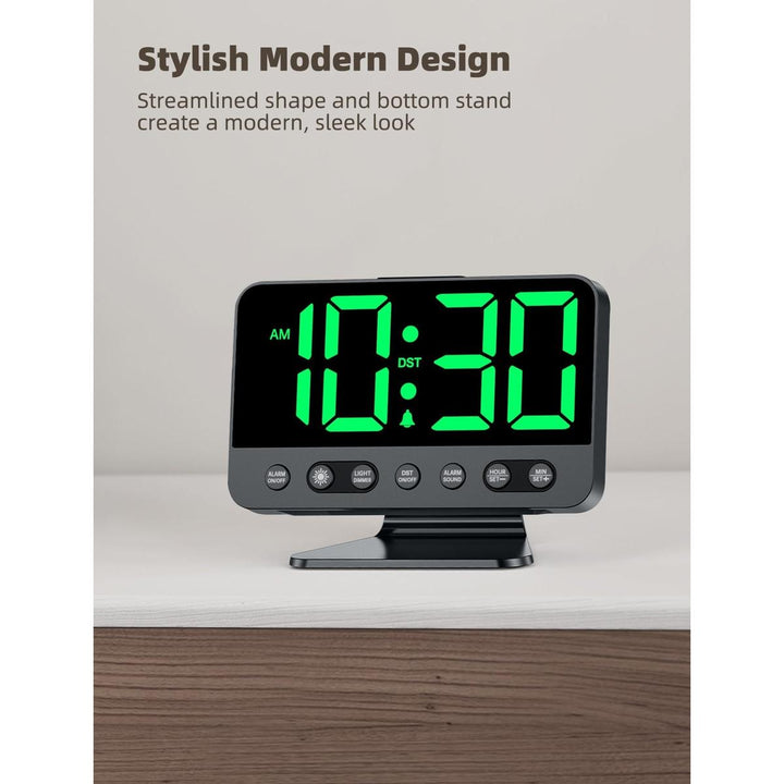 Silver Bright Digital Alarm Clock with Night Light - DOKUTRONIX