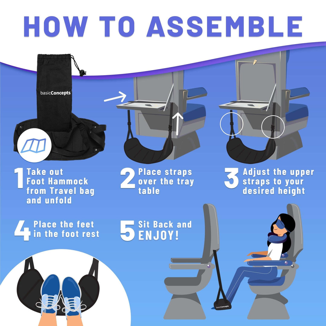 SkyRest Memory Foam Foot Hammock for Travel Relaxation - DOKUTRONIX