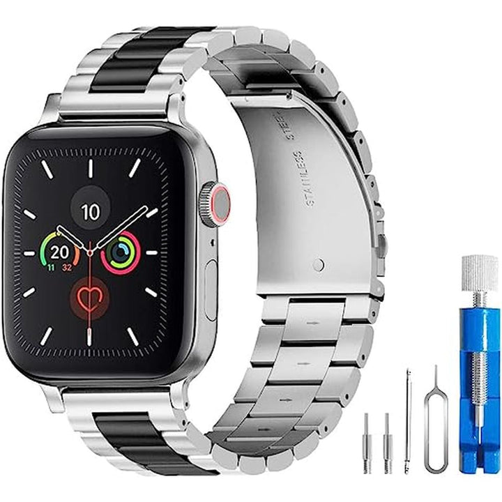 SteelFlex Band for Apple Watch - Silver/Black - DOKUTRONIX