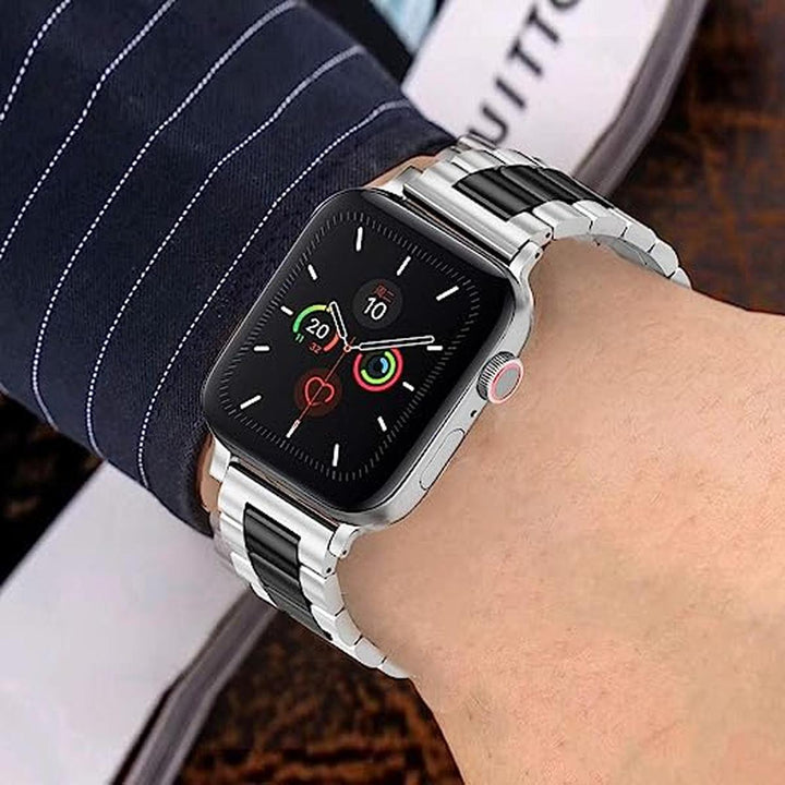 SteelFlex Band for Apple Watch - Silver/Black - DOKUTRONIX