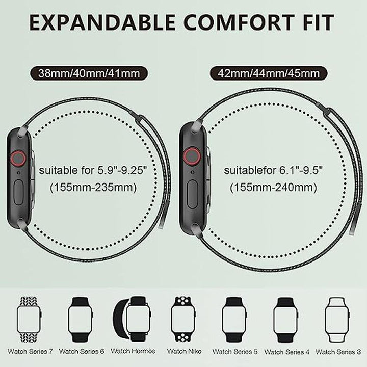 Marge Plus Black Stainless Mesh Apple Watch Band - DOKUTRONIX