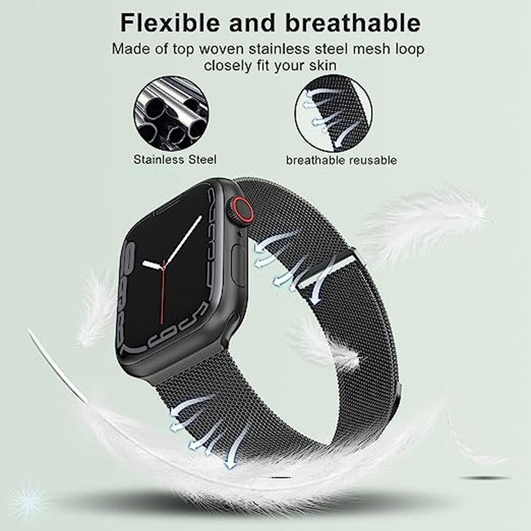 Marge Plus Black Stainless Mesh Apple Watch Band - DOKUTRONIX