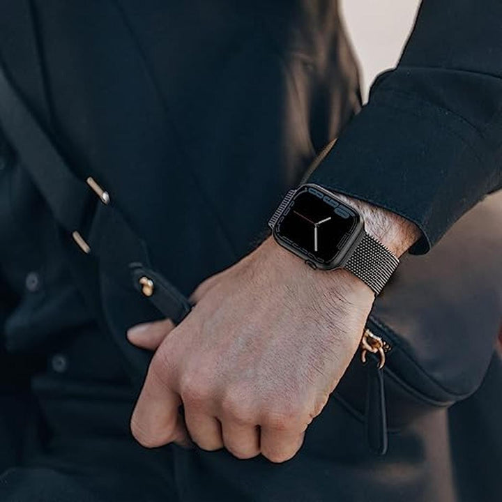 Marge Plus Black Stainless Mesh Apple Watch Band - DOKUTRONIX