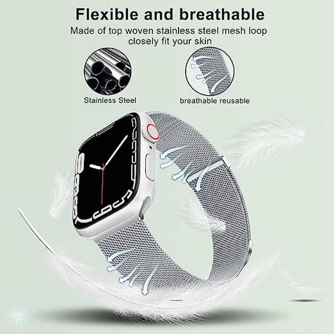 Marge Plus Silver Mesh Loop Apple Watch Band - DOKUTRONIX