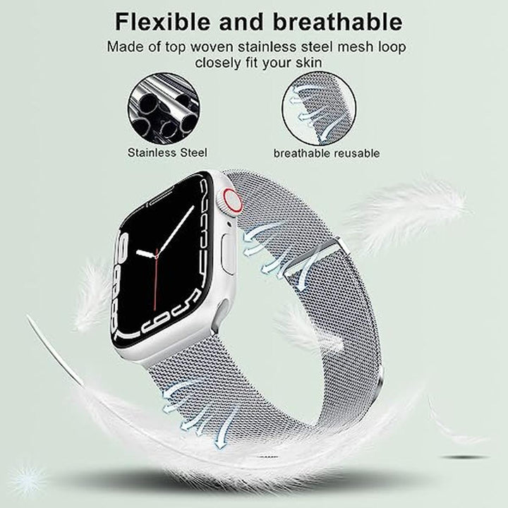 Marge Plus Silver Mesh Loop Apple Watch Band - DOKUTRONIX