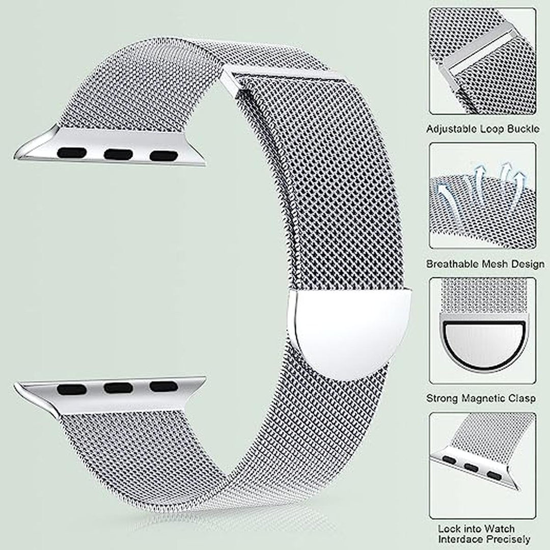 Marge Plus Silver Mesh Loop Apple Watch Band - DOKUTRONIX
