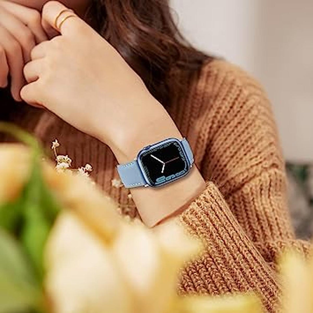Sierra Blue Anlinser Apple Watch Leather Band - DOKUTRONIX