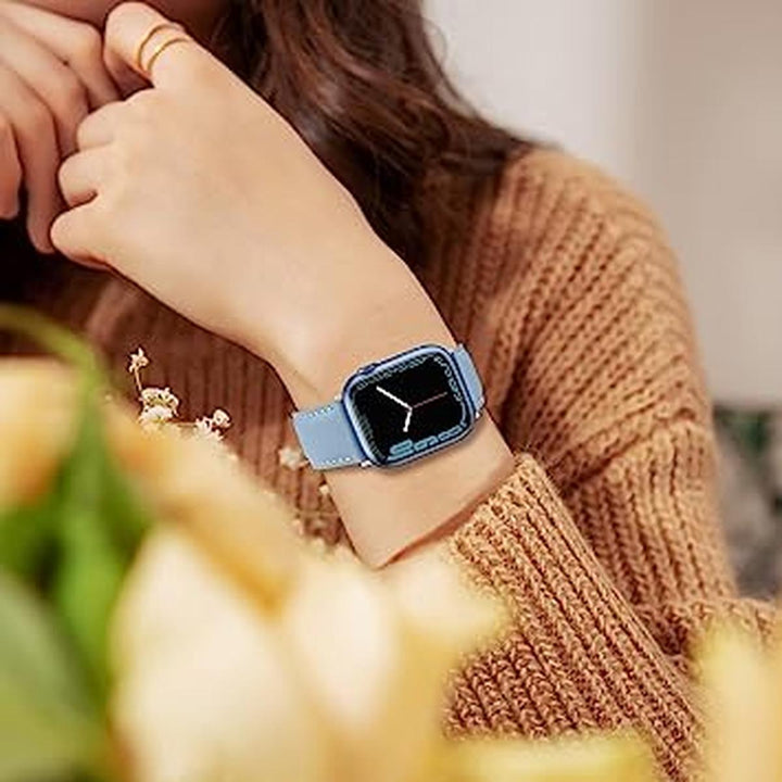 Sierra Blue Anlinser Apple Watch Leather Band - DOKUTRONIX