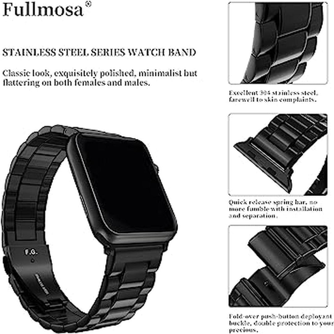 Fullmosa Black Apple Watch Steel Band - DOKUTRONIX
