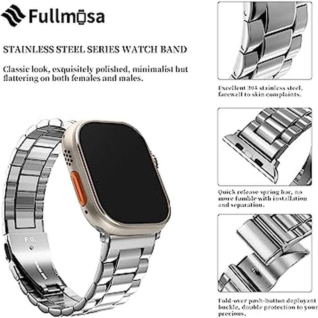 Fullmosa Silver Apple Watch Band - 42/44/45mm - DOKUTRONIX
