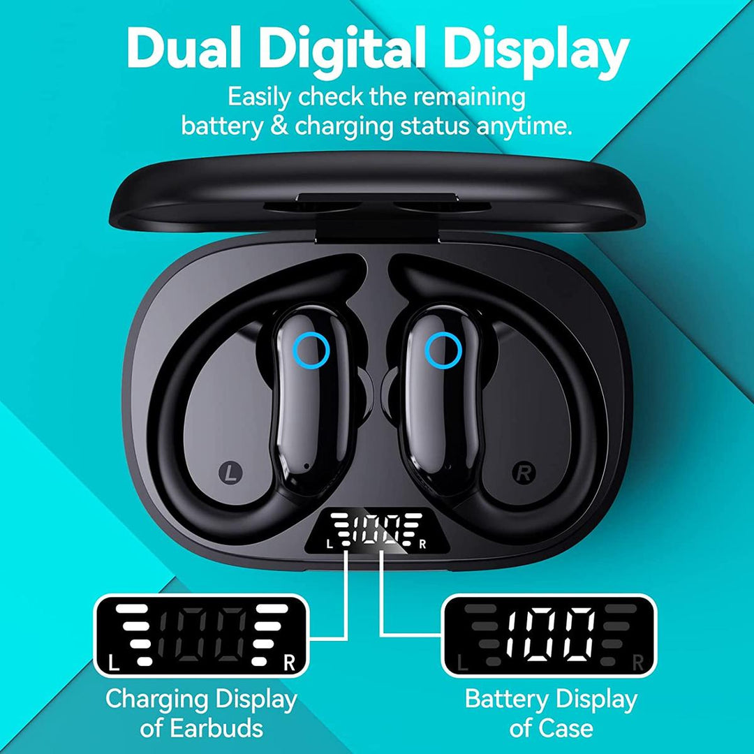 AquaBass Pro: 48HR Wireless Earbuds with LED Display - DOKUTRONIX