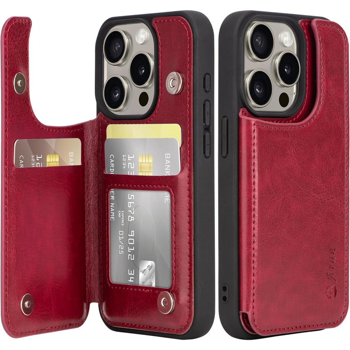 Arae Wine Red iPhone 15 Pro Wallet Case - DOKUTRONIX