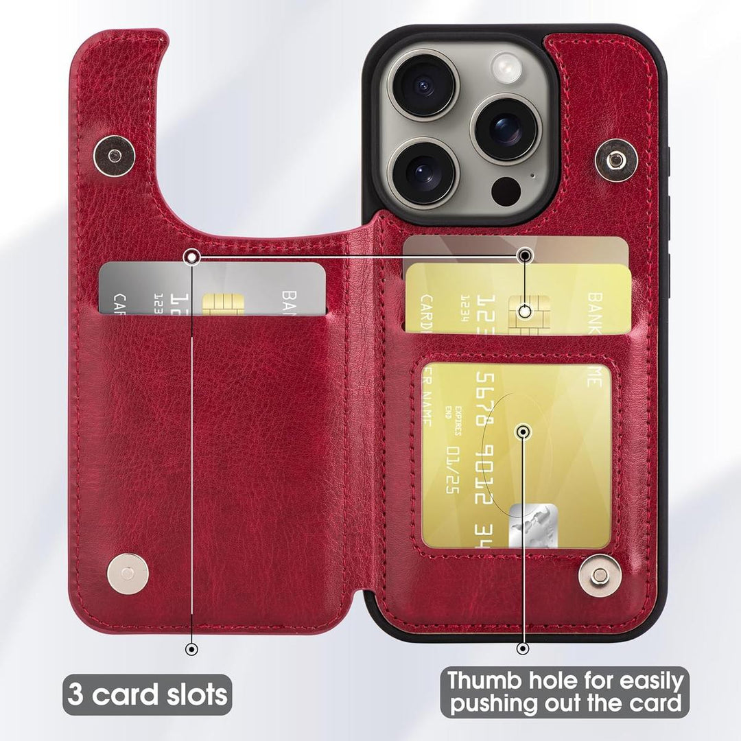 Arae Wine Red iPhone 15 Pro Wallet Case - DOKUTRONIX
