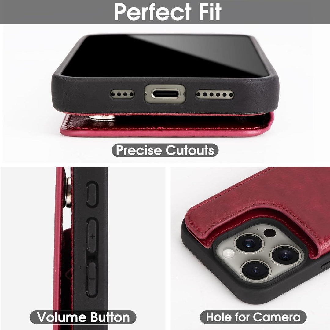Arae Wine Red iPhone 15 Pro Wallet Case - DOKUTRONIX