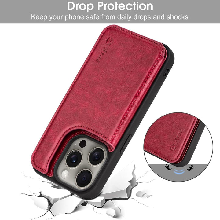 Arae Wine Red iPhone 15 Pro Wallet Case - DOKUTRONIX