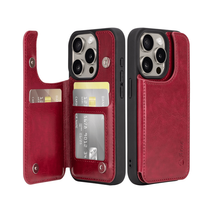 Arae Wine Red iPhone 15 Pro Wallet Case - DOKUTRONIX